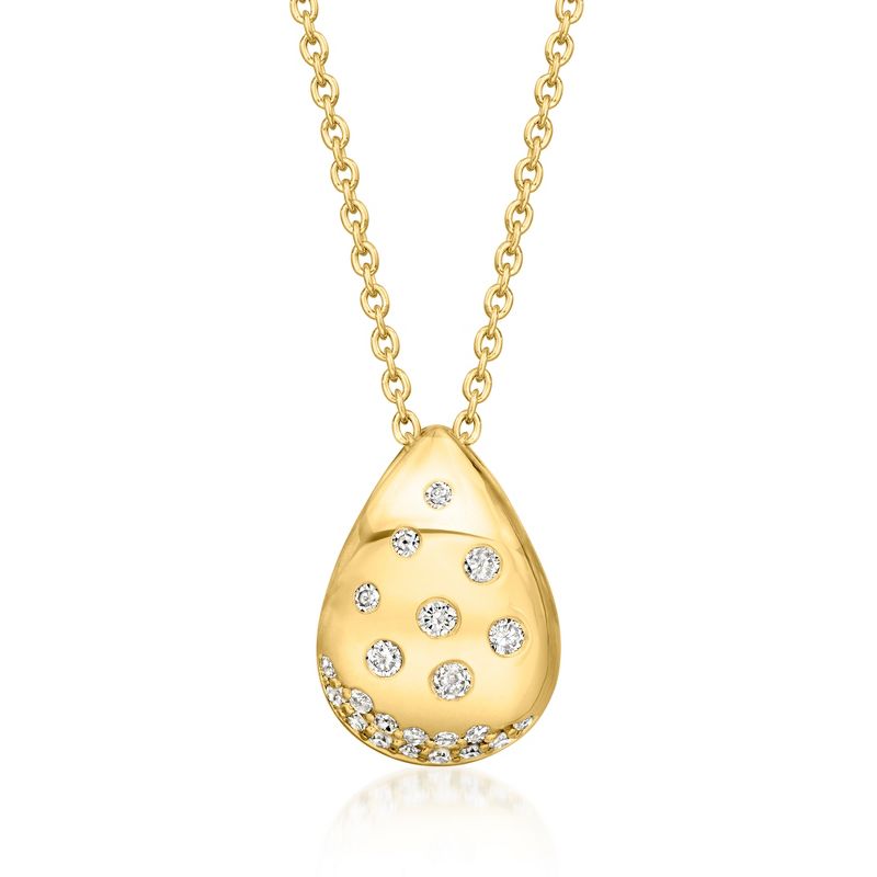 Ross-Simons 0.20 ct. t.w. Scattered-Diamond Teardrop Necklace in 18kt Gold Over Sterling Size 18