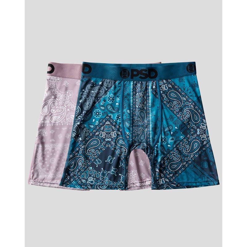 PSD Men's Paisley Maze Print Briefs - Teal/Mauve L