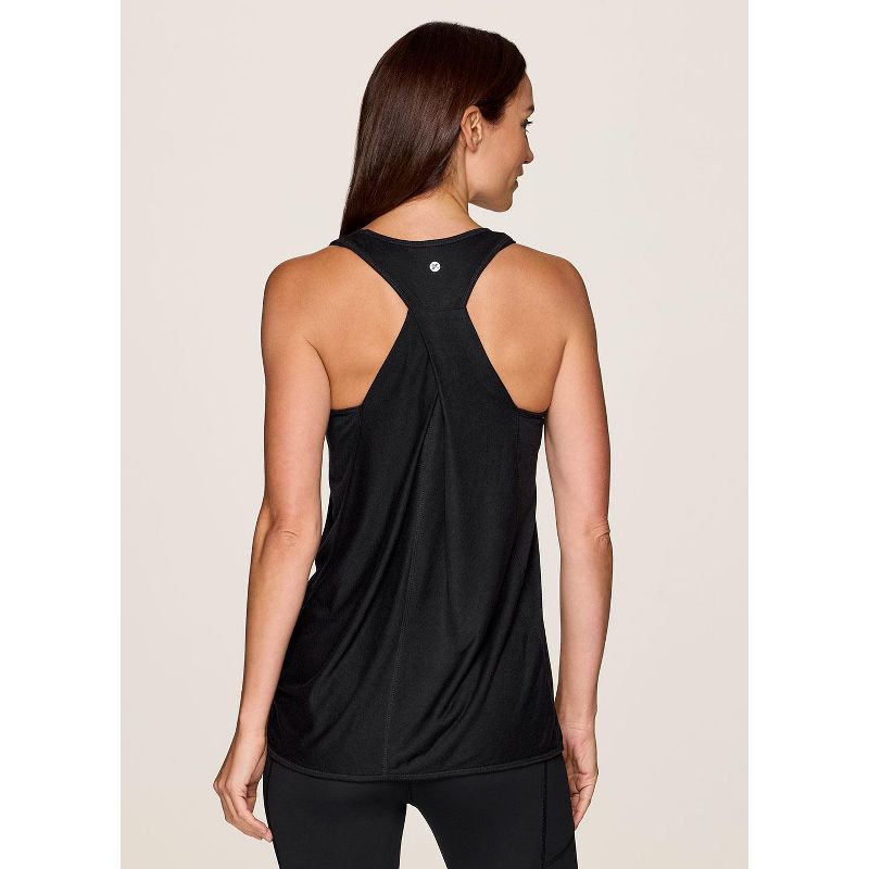 RBX Active Women's Super Soft Relaxed Fit Twist Racerback Tunic Tank Top - Black,M