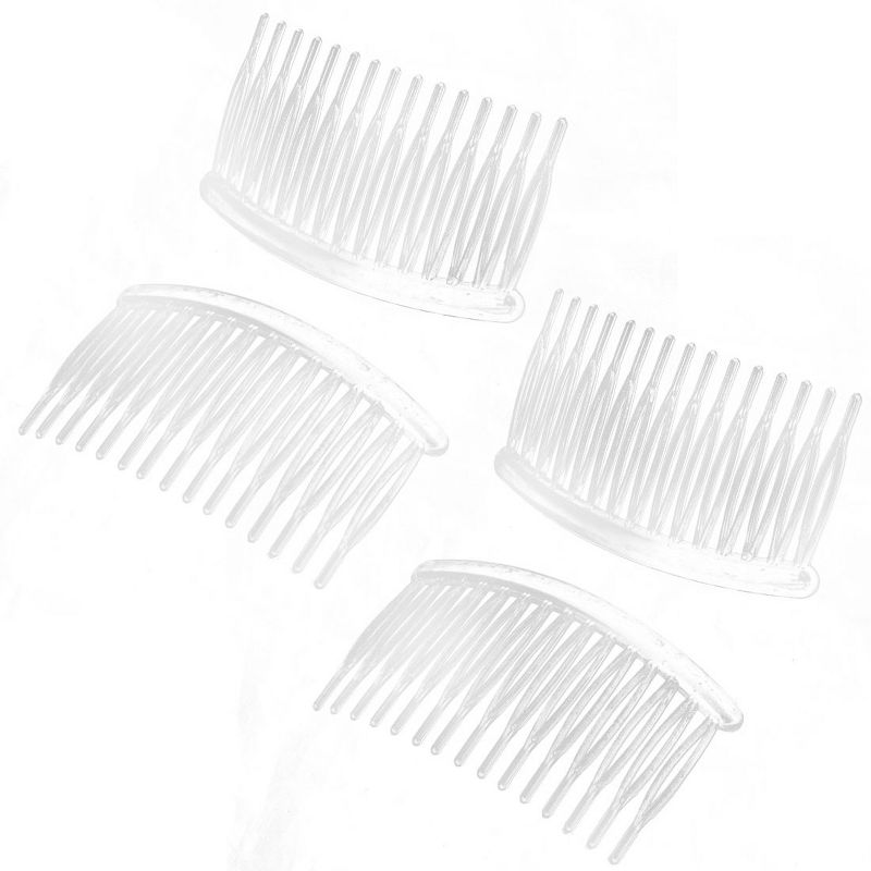 Unique Bargains Women's Plastic 15 Teeth DIY Jewelry Material Accessories Hair Combs Clear 4 Pcs