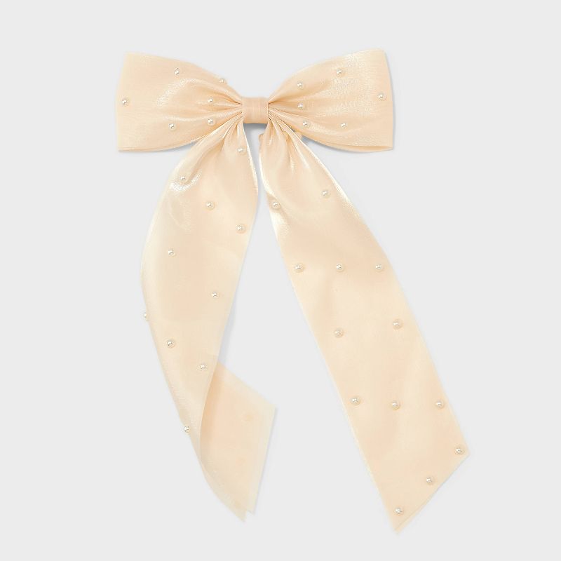 Pearl Bow Barrette Hair Clip - A New Day™ Cream: Solid Hair Accessory for Styling
