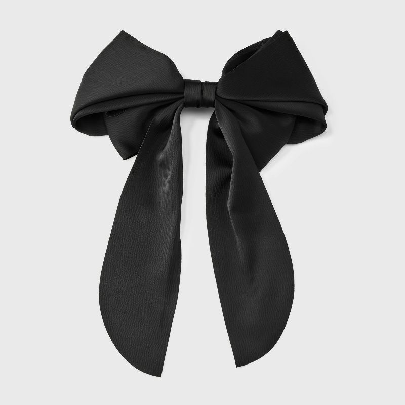 Satin Bow Hair Barrette - A New Day™ Black: All Hair Types Styling Accessory