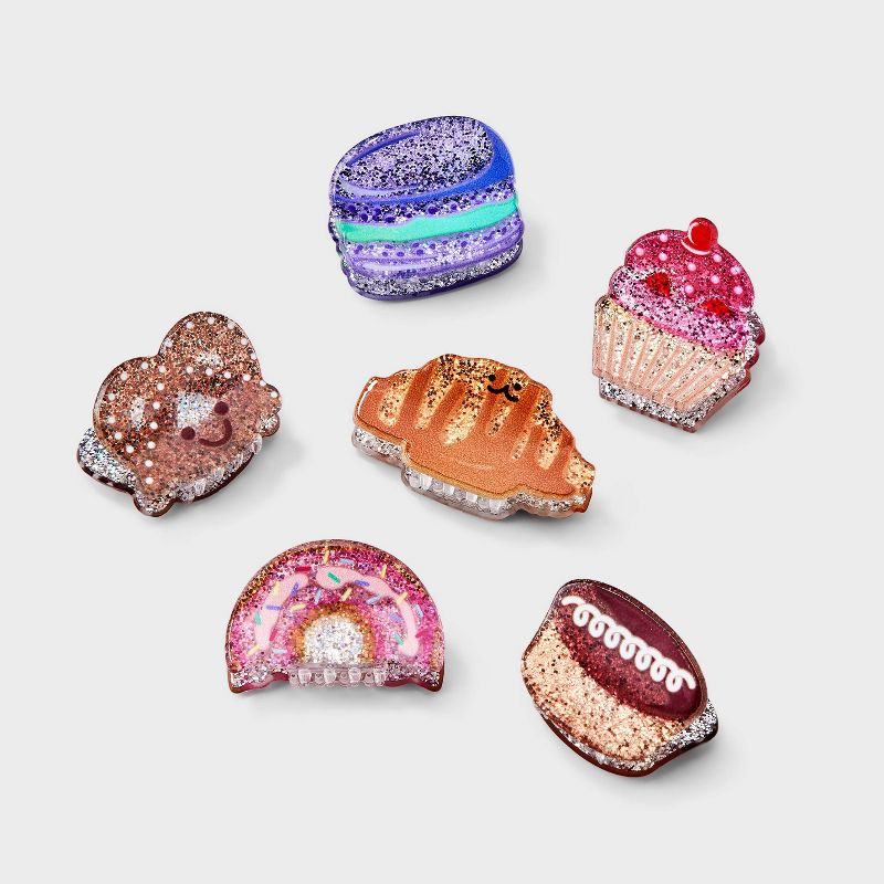 Girls' 6pk Dessert Themed Claw Clip Set - Cat & Jack™: Solid Hair Styling Accessory, All Hair Types