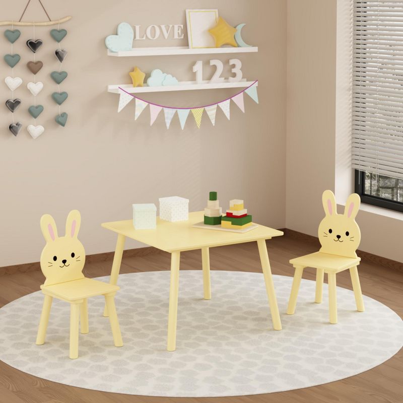 Mlmh & Kngwa 3 Pieces Kids Table and Chair Set-Yellow