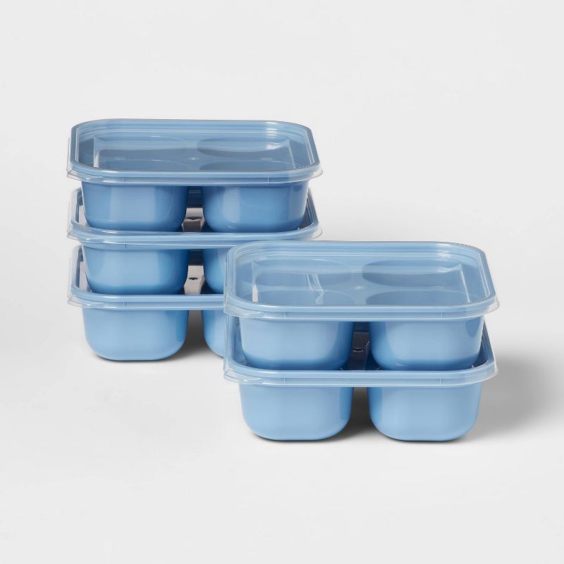10pc (Set of 5) Plastic Divided Snack Food Storage Container Set Blue - Room Essentials™
