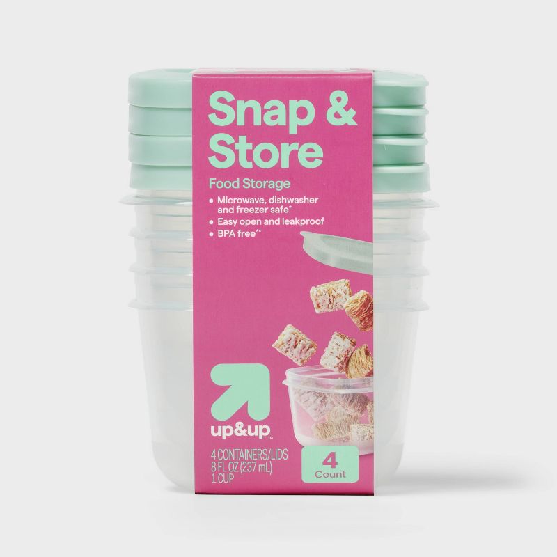 Snap & Store Square Food Storage Containers - 8 fl oz/4ct - up&up™