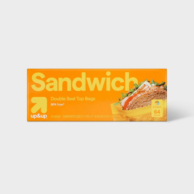 Sandwich Storage Bags Assorted Colors - 64 ct - up&up
