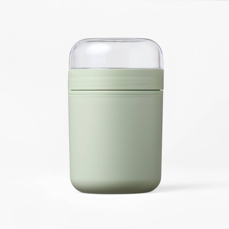 Snack Cup with Topping Compartment Green - Figmint™