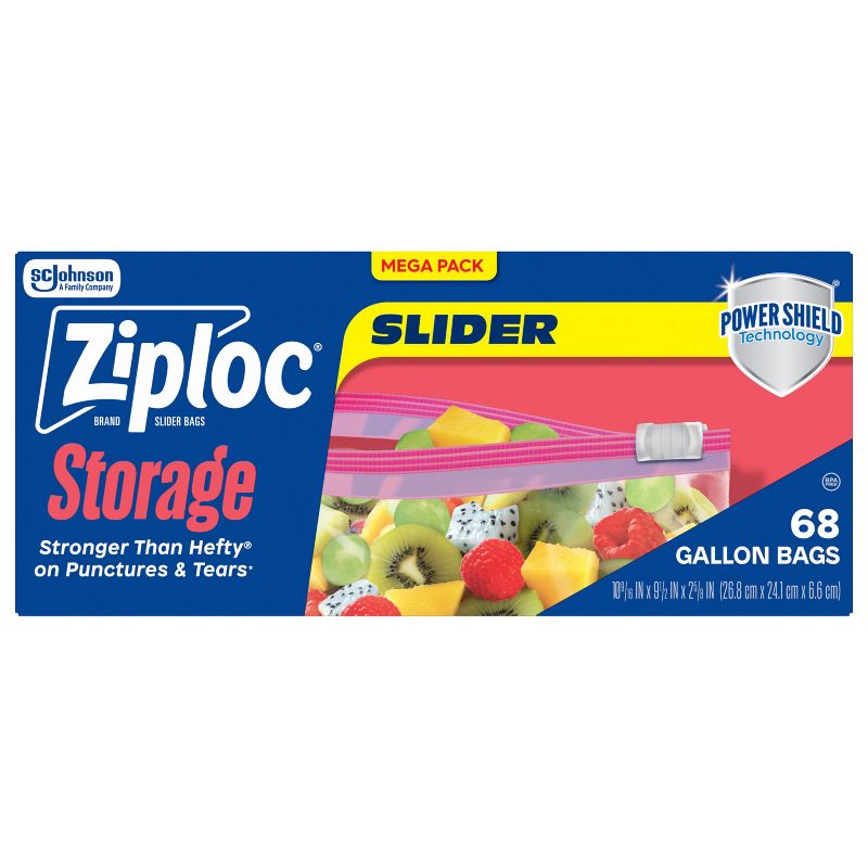 Ziploc Slider Gallon Storage Bags for Food Preservation and Meal Prep - 68ct