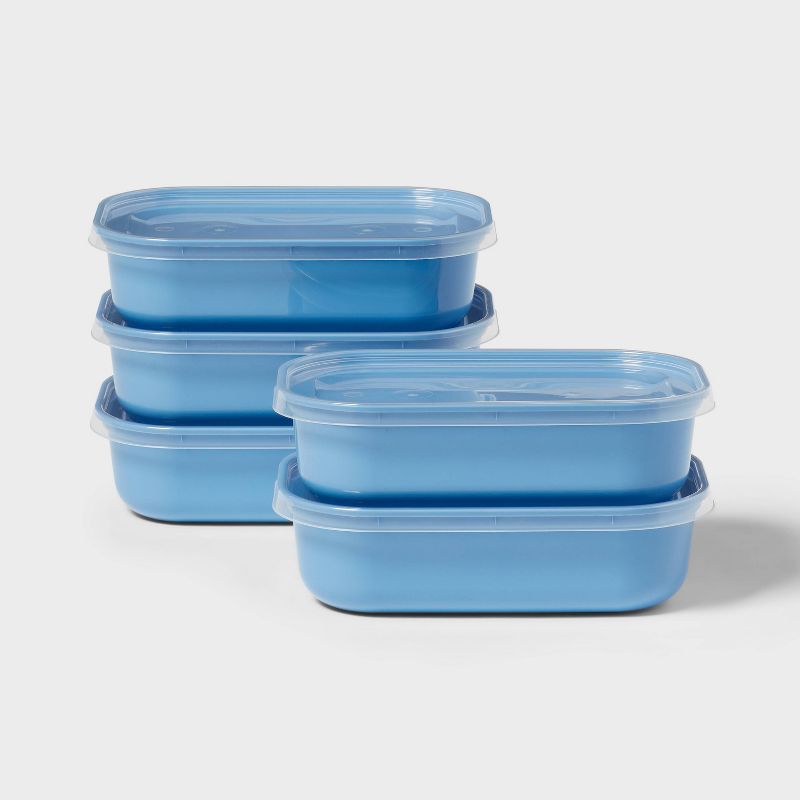10pc (set of 5) Single Compartment Plastic Meal Prep Food Storage Container Set Blue - Room Essentials™