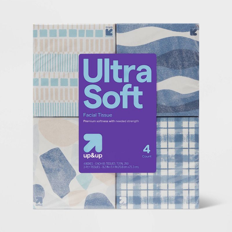 Ultra Soft 3-Ply Facial Tissue - 4pk/260ct - up&up™