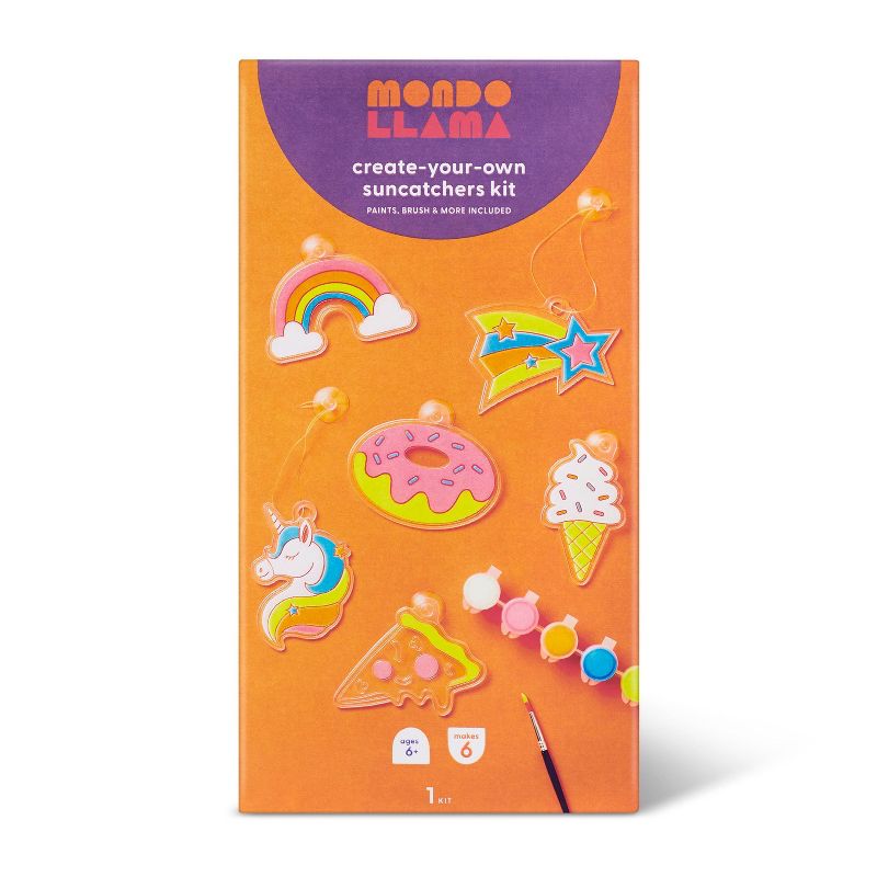 Create-Your-Own Suncatchers Kit - Mondo Llama™: DIY Painting Craft Kit for Kids, Includes 2 Brushes, 20 Pieces, Ages 6+