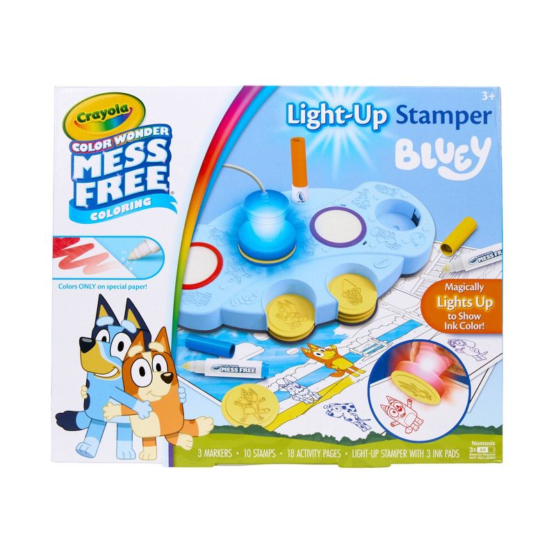 Crayola Magic Light Up Bluey Stamper Art Set, Toddler Mess Free Coloring and Stamping Kit, Holiday Gift for Kids, Bluey Toys, Ages 3+