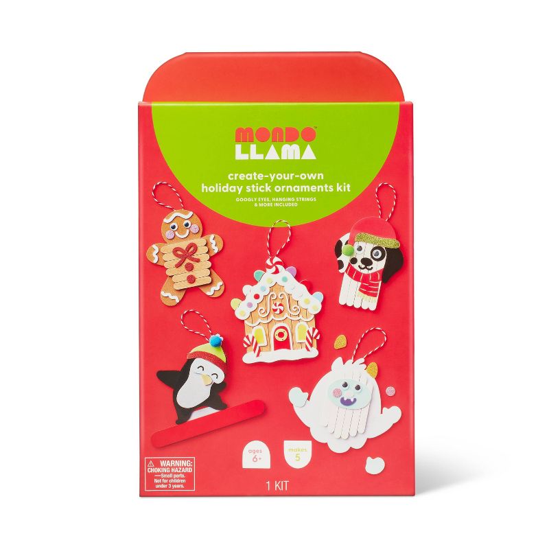 5ct Christmas Craft Stick Holiday Ornaments Activity Kit - Mondo Llama™