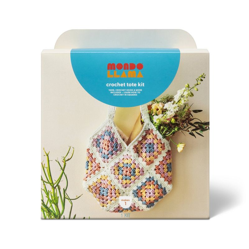 DIY Crochet Tote Bag Kit - Mondo Llama™: Craft Activity Kit with Yarn & Tools for Crochet Bag Ideas