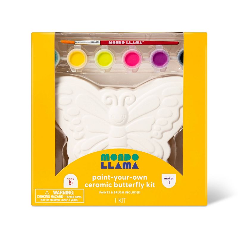 Paint-Your-Own Ceramic Butterfly Craft Kit - Mondo Llama™: DIY Art Kit with Paint & Brush, Ages 8+