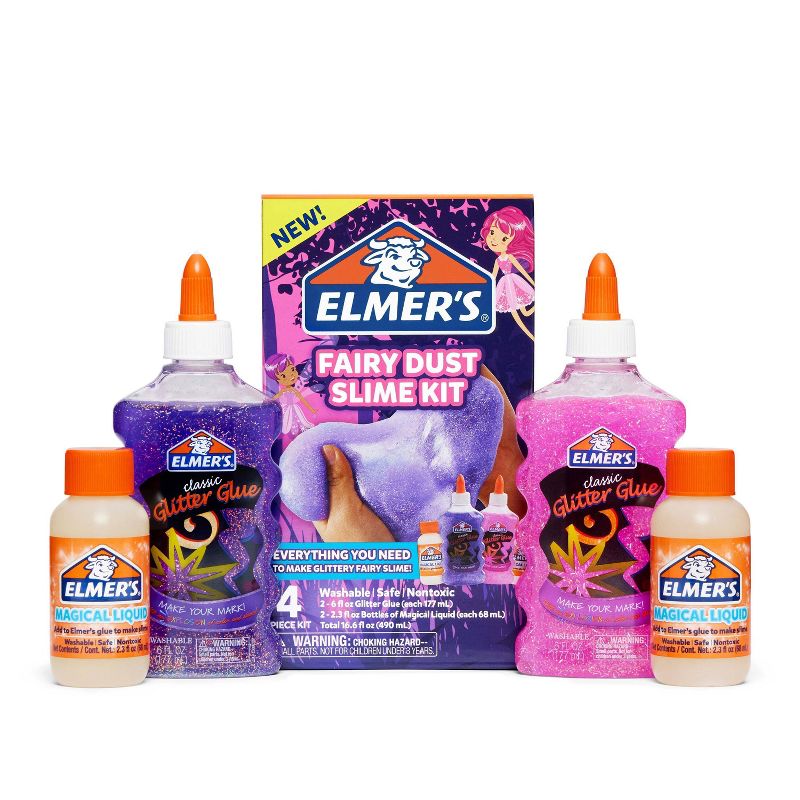 Elmer's 4pk Fairy Dust Slime Kit with Glue & Activator Solution: Magical DIY Art Kit for Kids, Glitter Craft Activity