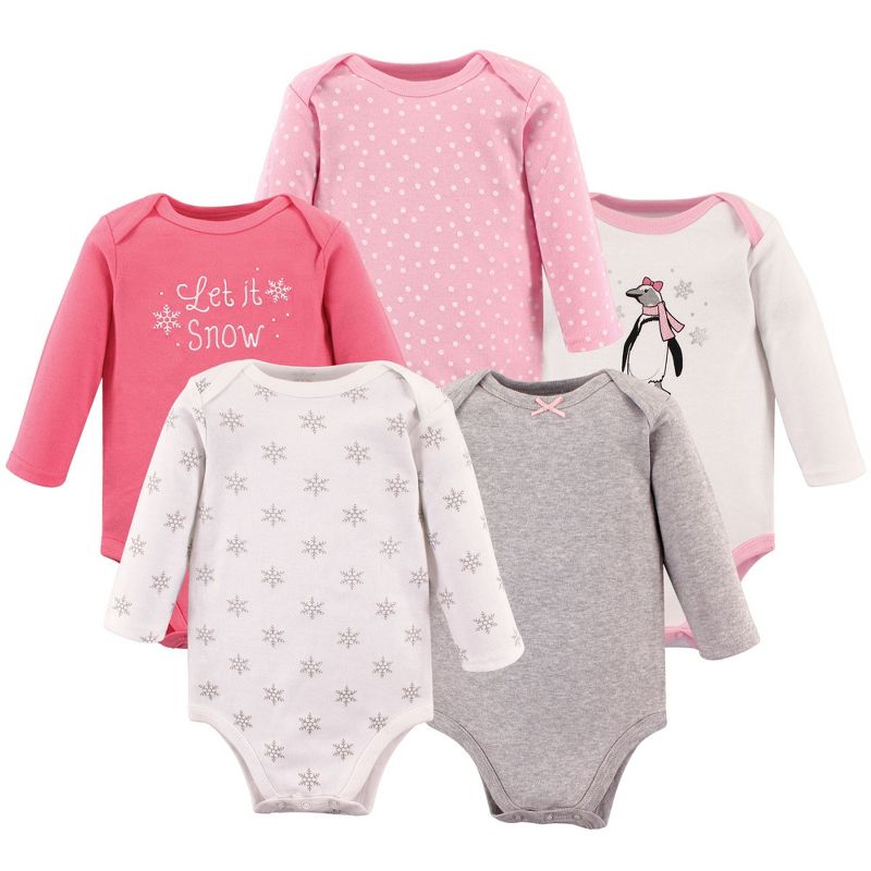 Luvable Friends Hudson Baby Long-Sleeve Bodysuits 5pk, Ballet Penguin, 0-3M