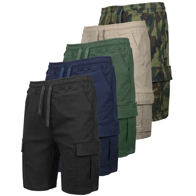 Galaxy By Harvic Men’s Slim Fit Super Flex Stretch Cargo Jogger Shorts-5 Pack