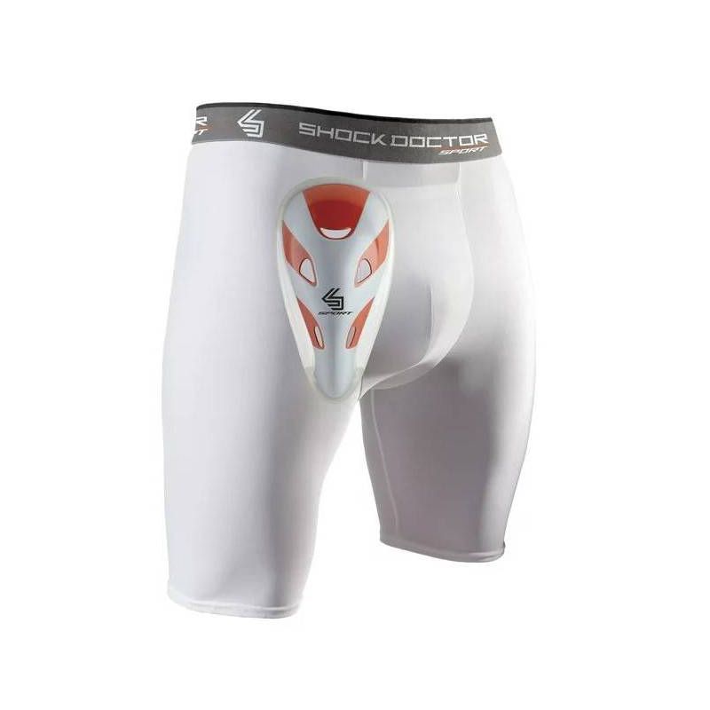 Shock Doctor Compression Shorts with Cup Adult - White L