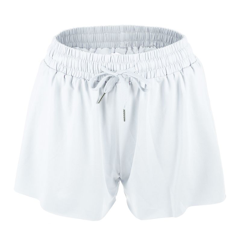 Unique Bargains Womens Flowy Running Shorts Casual High Waisted Workout Shorts 1Pc White XL