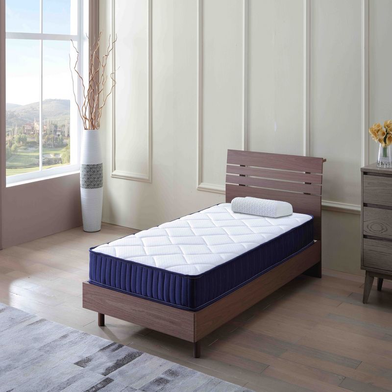 Whisen 6" Twin Hybrid Mattress, Foam Spring Mattress with Medium Soft, Motion Isolation & Pressure Relief - White & Blue