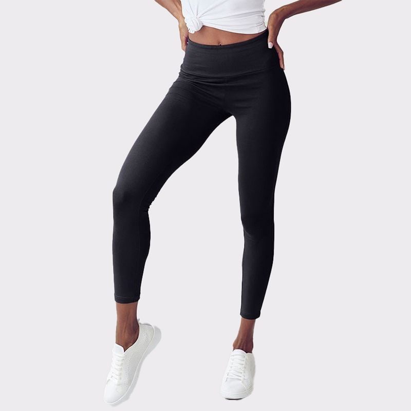Women's Stretch Leggings - LASCANA - Black Solid 24/26