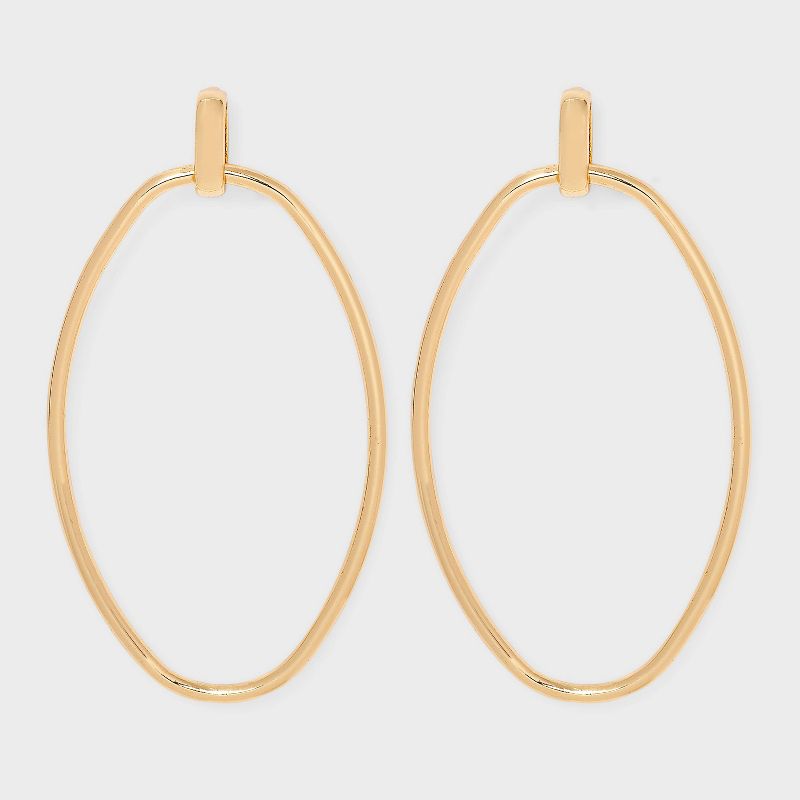 Elongated Open Ring Doorknocker Earrings - Universal Thread™ Gold