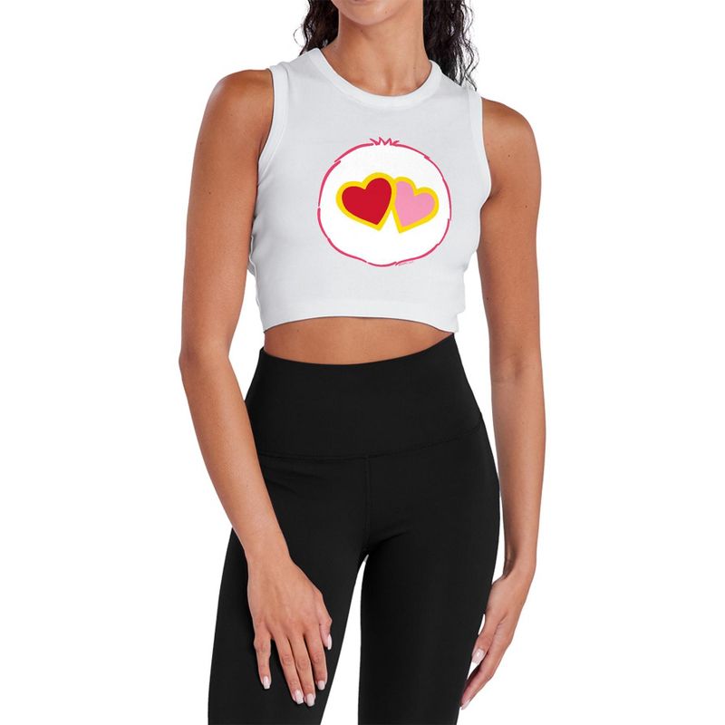 Women's Love A Lot Belly Sleeveless Crop Top Tank White X Small