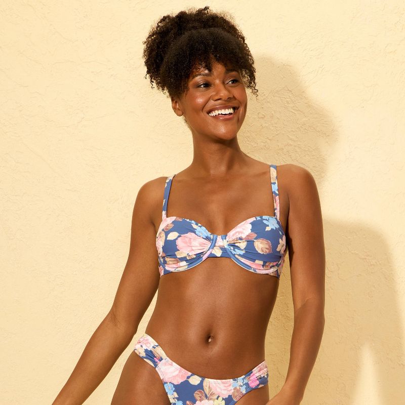 Women's Floral Print Shirred Balconette Underwire Bikini Top - Shade & Shore™ Multi 36D