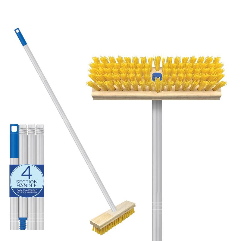 LOLA Deck Scrub Brush Outdoor Broom, Durable Bristles Remove Dirt, Grime, Grout, Leaves, Snow on Patios, Decks, Wet or Dry, 1 COUNT