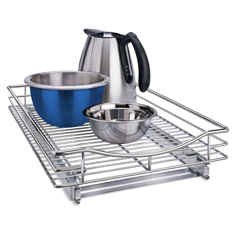 Lynk Professional Slide Out Cabinet Organizer - Pull Out Under Cabinet Sliding Shelf - 14" wide x 21" deep - Chrome: Kitchen Storage
