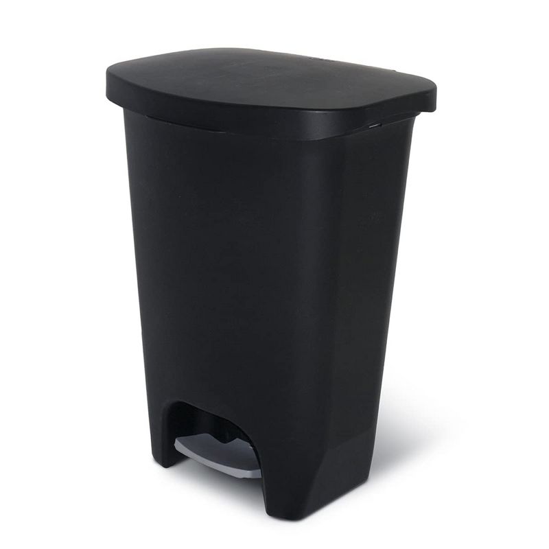 Glad Kitchen Trash Can with Lid, Foot Pedal and Garbage Bag Rings, 13 Gal, Black
