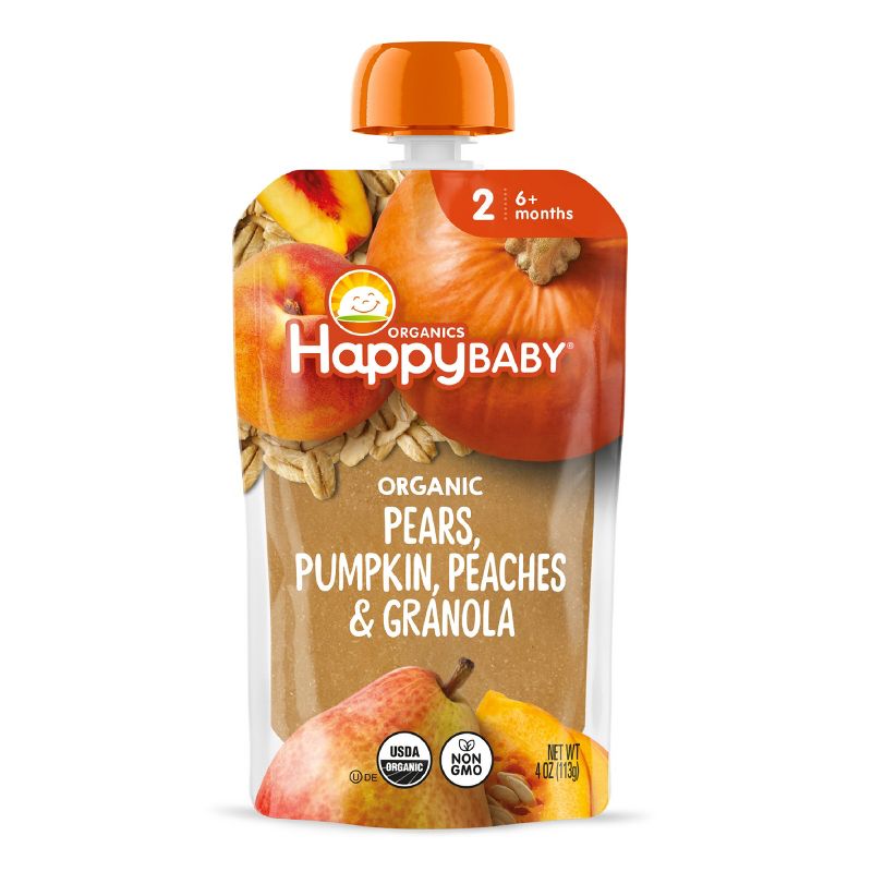 Happy Baby Organic Pears, Pumpkin, Peaches & Granola Baby Food Pouch - 4oz