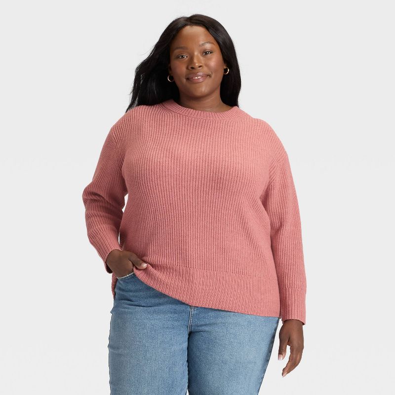 Women's Long Sleeve Crewneck Pullover Sweater - Ava & Viv™ Mauve 3X
