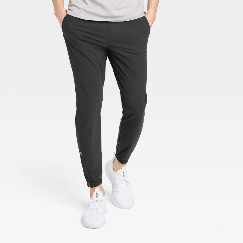 Men's Lightweight Tricot Jogger Pants - All In Motion™ Black L: Moisture Wicking, Quick Dry, 4-Way Stretch