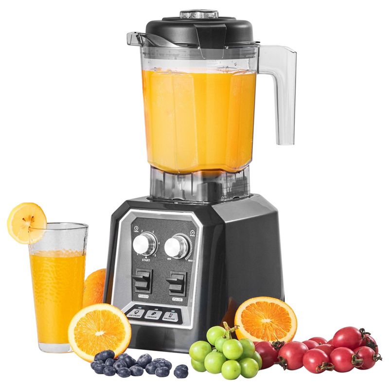 Professional Blender, Commercial Countertop Blender with 68 oz Plastic Jar, 3-Function Stainless Steel Blender for Smoothies & Ice, Black