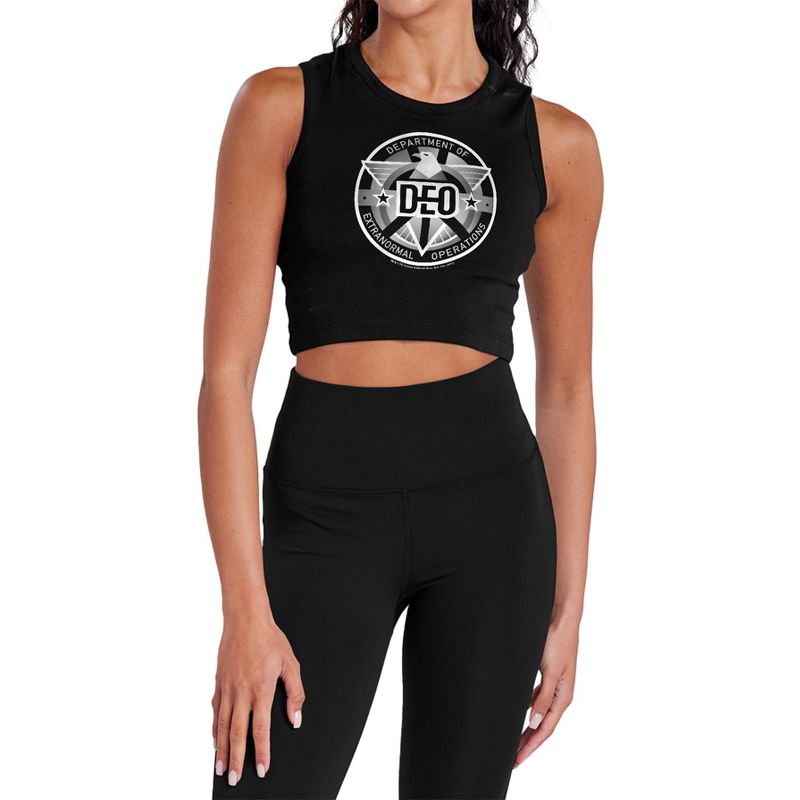 Women's Supergirl Deo Sleeveless Crop Top Tank Black X Large