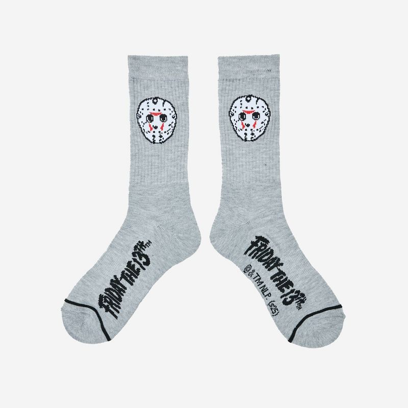 Men's Friday The 13th Crew Socks - Gray 6-12