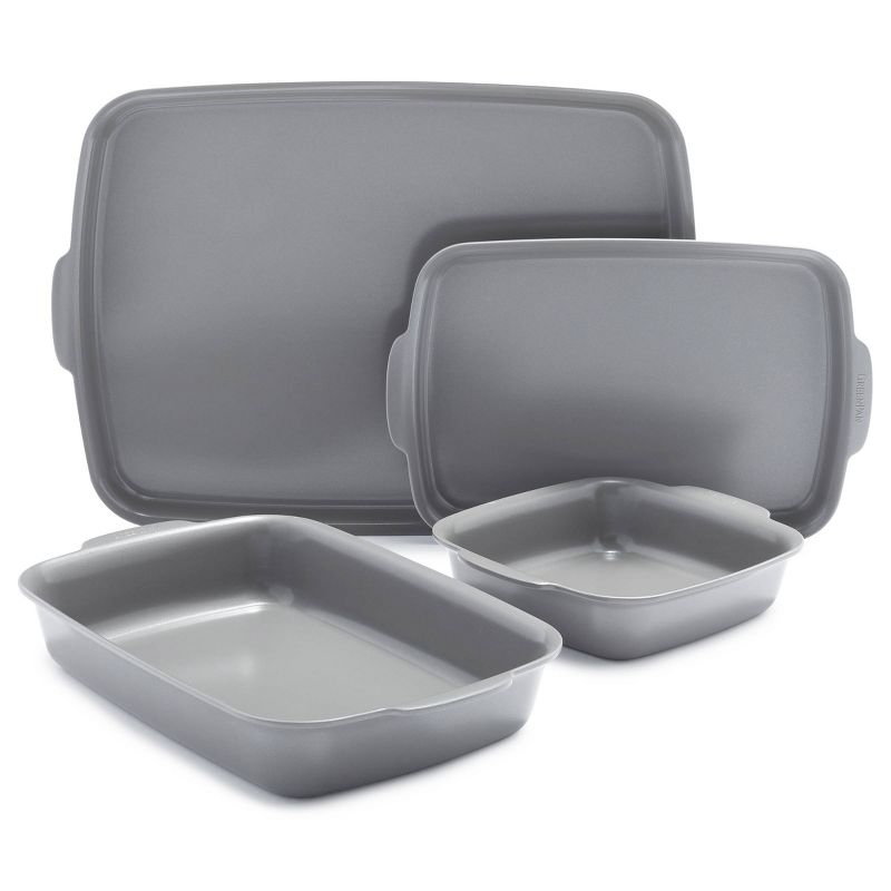 GreenPan Premiere Ovenware Ceramic Nonstick 4pc Bakeware Set Gray: Lifetime Warranty, Baking Sheet, Dishwasher-Safe