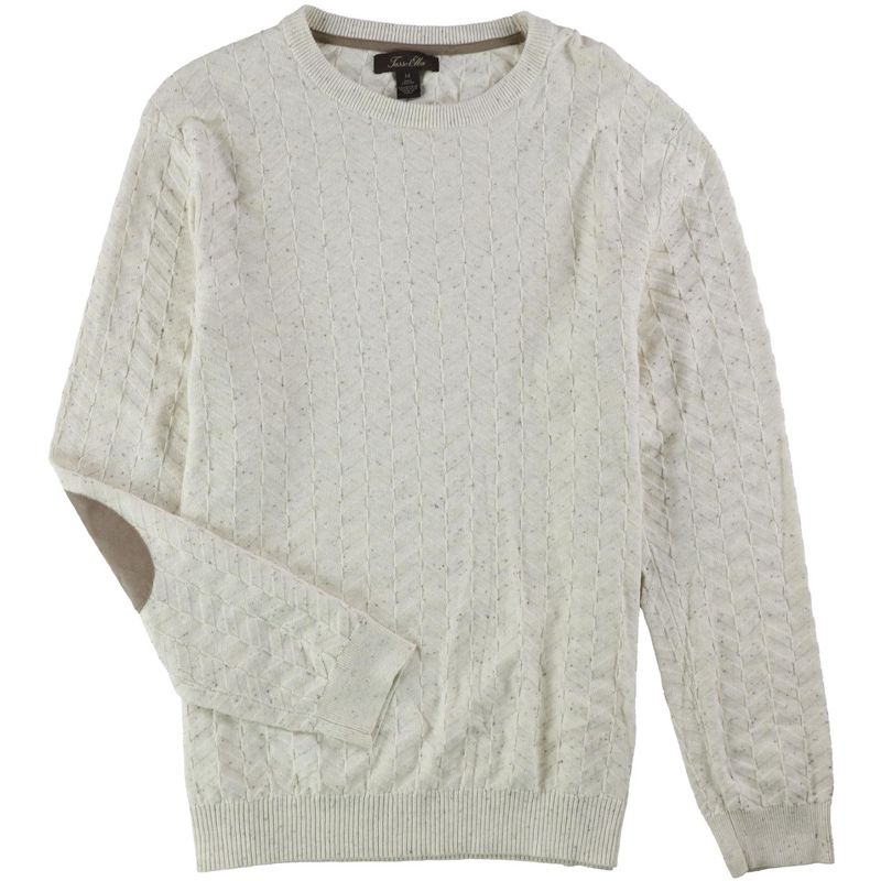 Tasso Elba Mens Chevron Patterned Knit Pullover Sweater, sesameheather, Medium