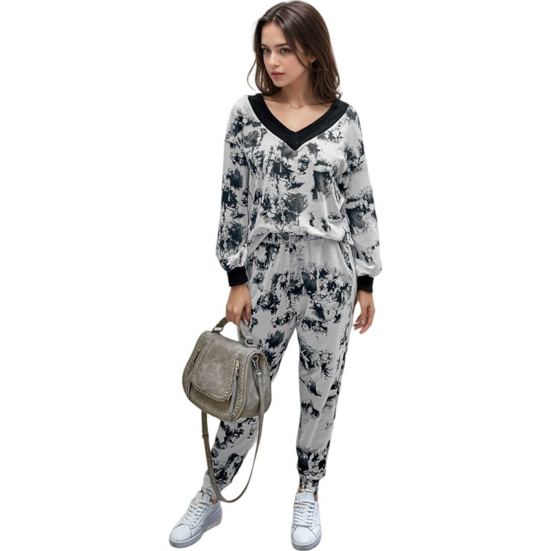 Anna-Kaci Women's Ribbed Cuffs Drawstring Elastic Waistband Sweatpants Tracksuits - Medium, White