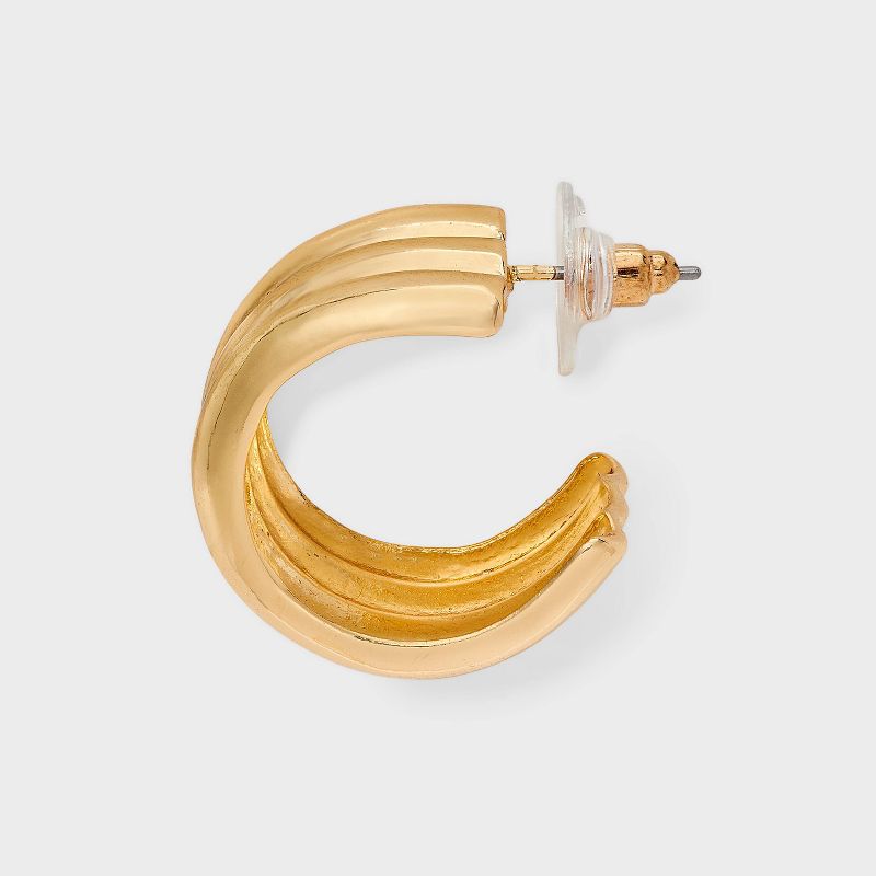 Ribbed Hoop Earrings - A New Day™ Gold