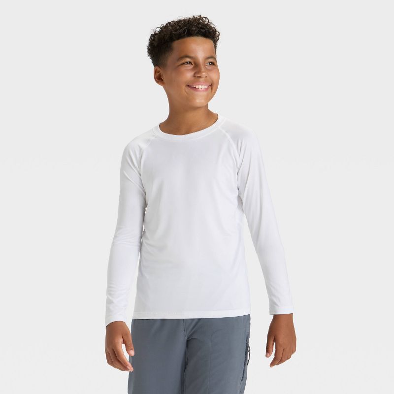 Boys' Long Sleeve Fitted T-Shirt - All In Motion™ White XS