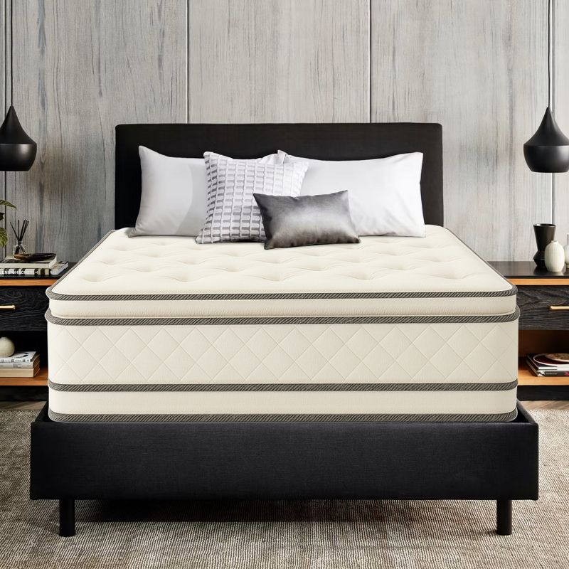 Continental Sleep, 12-Inch Medium Firm Pillow Top Heavier Pocket Coil Spring Hybrid Mattress