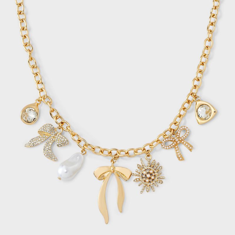 Bow Charm Necklace - A New Day™ Gold