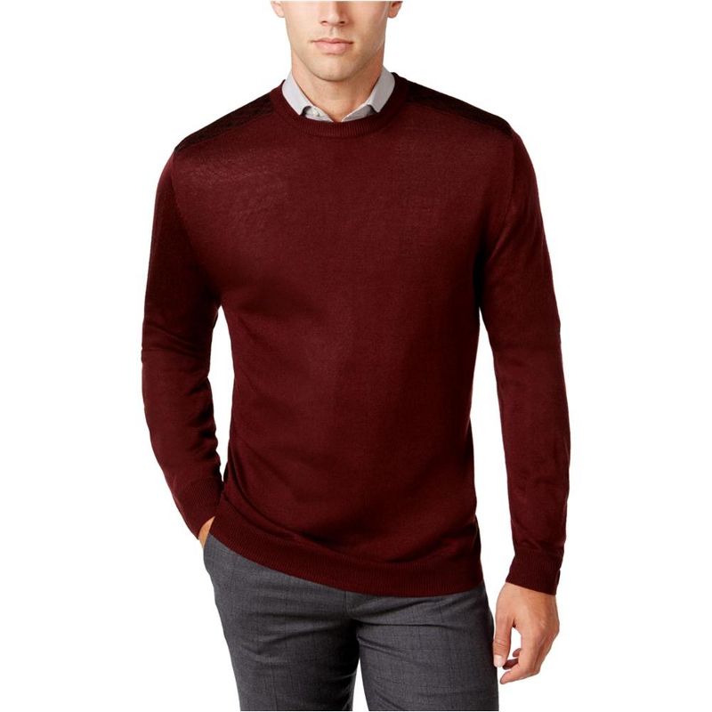 Ryan Seacrest Mens Contrast-Shoulder Pullover Sweater, cordovan, XX-Large