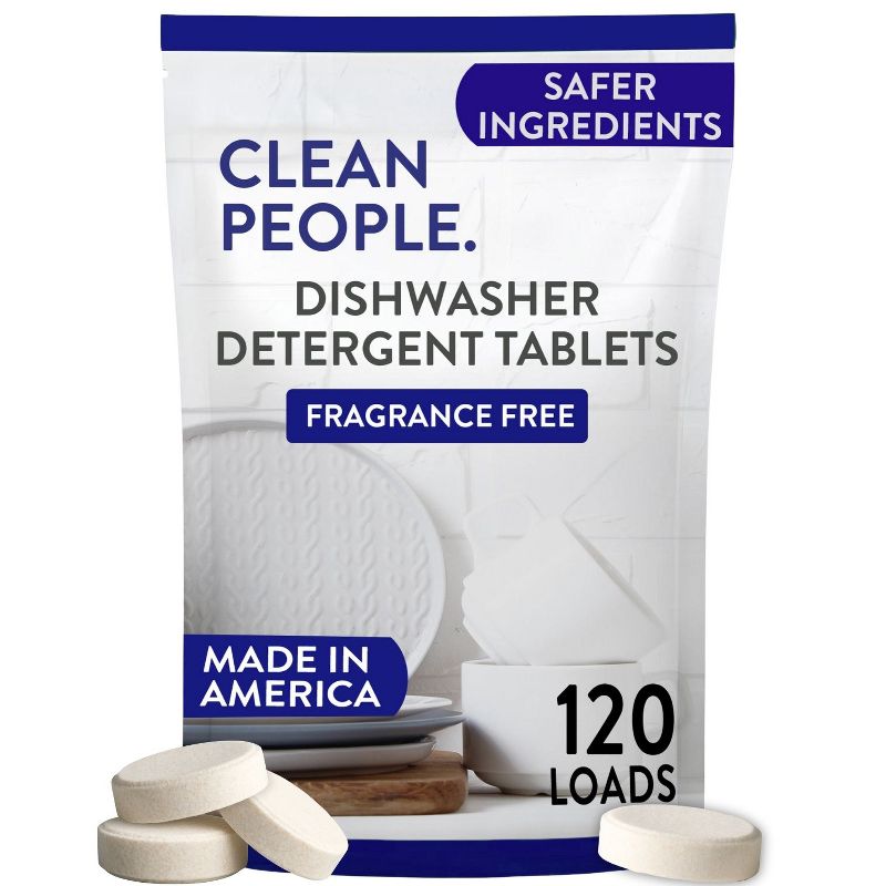Clean People Dishwasher Detergent Tablets - Cuts Grease & Rinses Sparkling Clean - Residue-Free