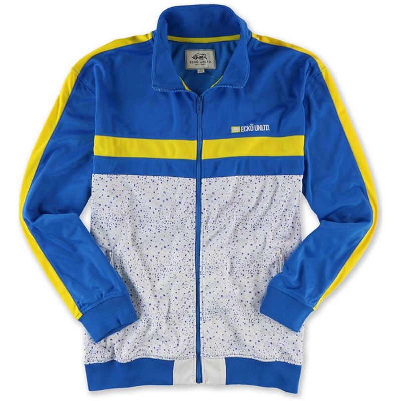 Ecko Unltd. Mens Poly Tricot Track Jacket, whtspltr, Medium