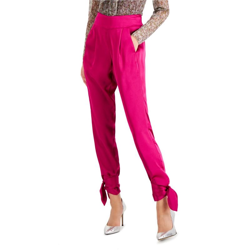 I.N.C International Concepts Womens Tie Bottom Casual Trouser Pants, fuchsia, 4